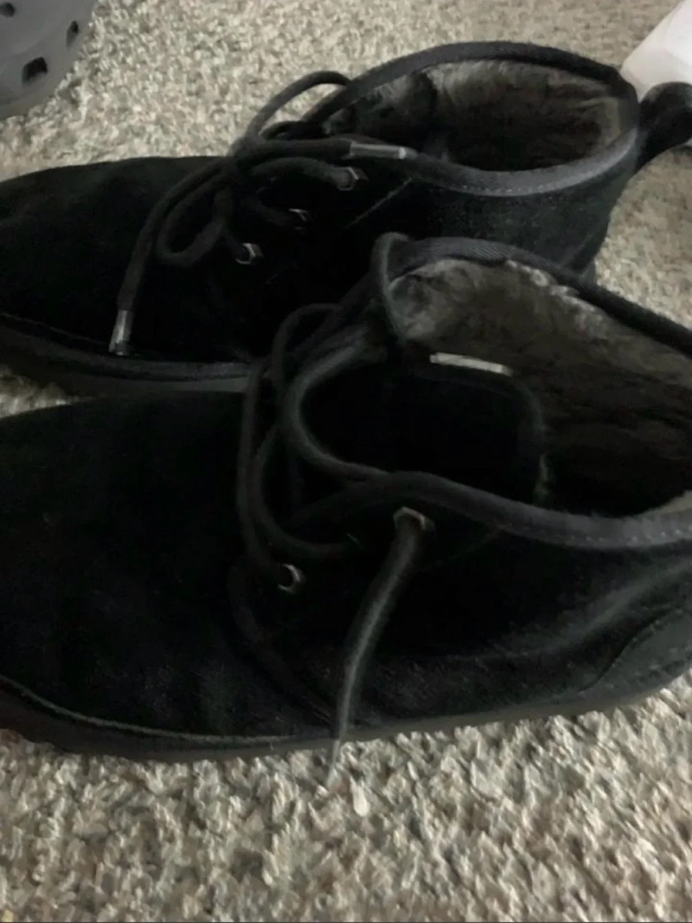 Men's Black Suede Lace-Up Casual Boots